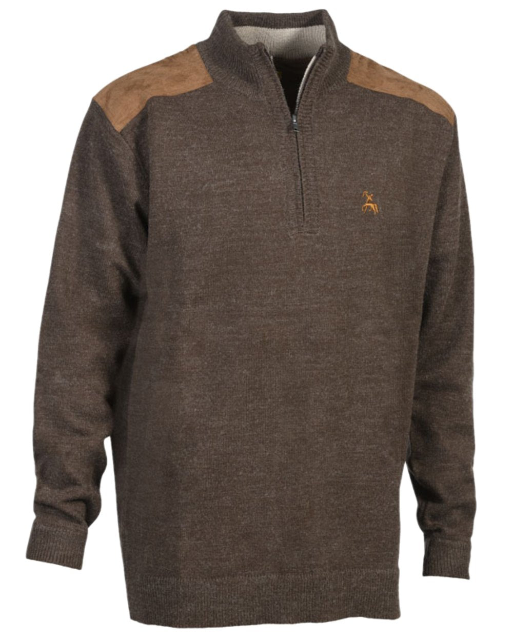 Brown Coloured Verney Carron Fox Zipped Pullover on white background 