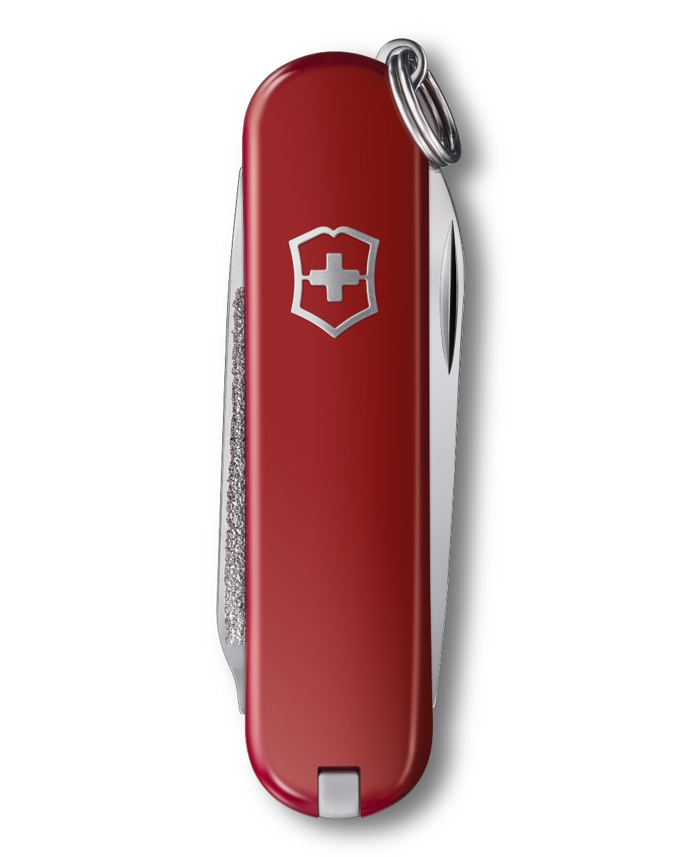Red coloured Victorinox Escort Swiss Army Lightweight Pocket Knife on white background 