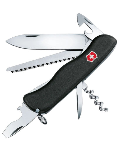 Black Coloured Victorinox Forester Swiss Army Pocket Knife on white background 
