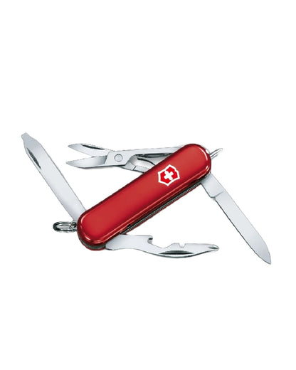 Red Coloured Victorinox Midnite Manager Swiss Army Medium Pocket Knife with LED Light on white background 