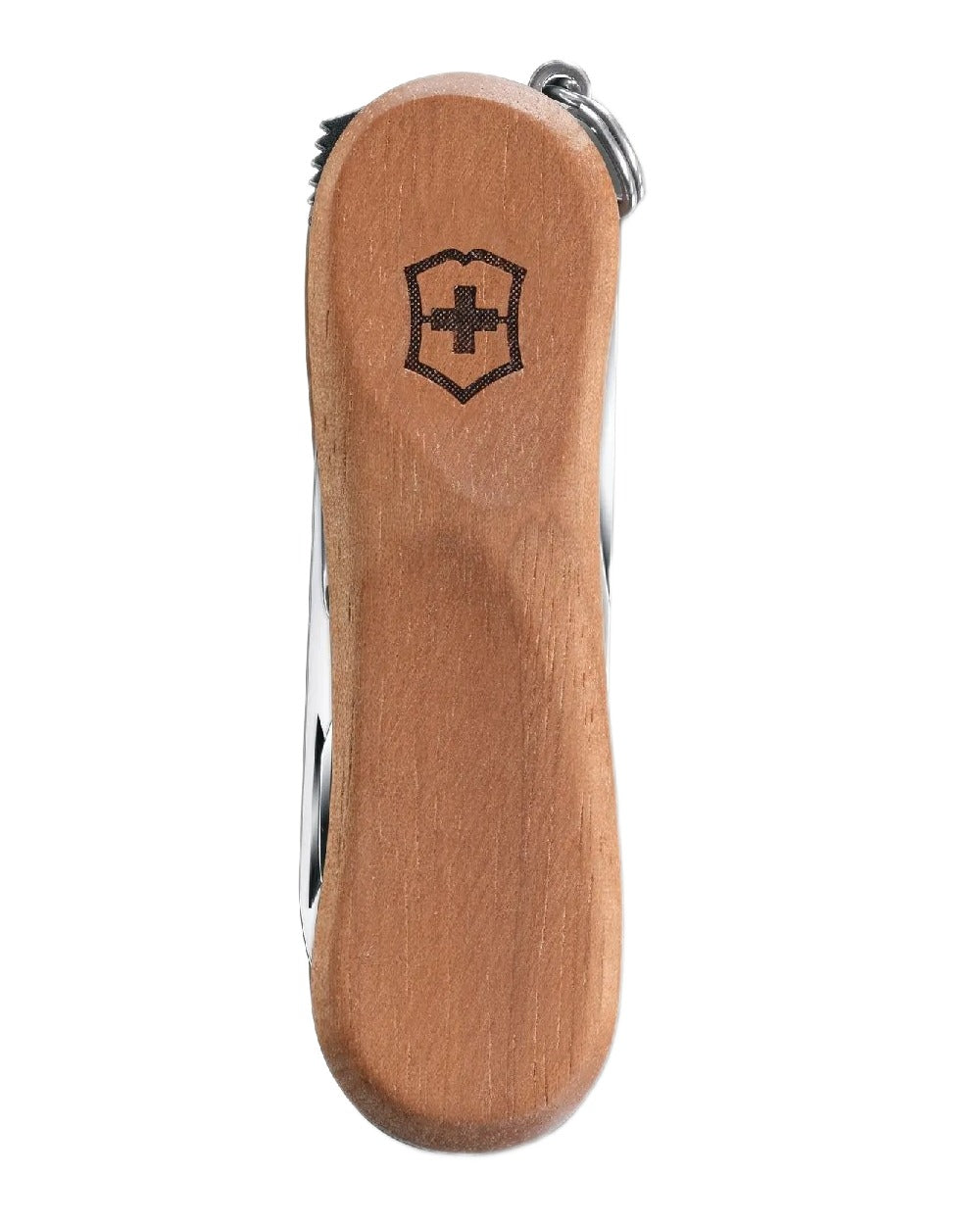 Walnut Wood Coloured Victorinox Nail Clip Wood 580 Swiss Army Pocket Knife on white background 