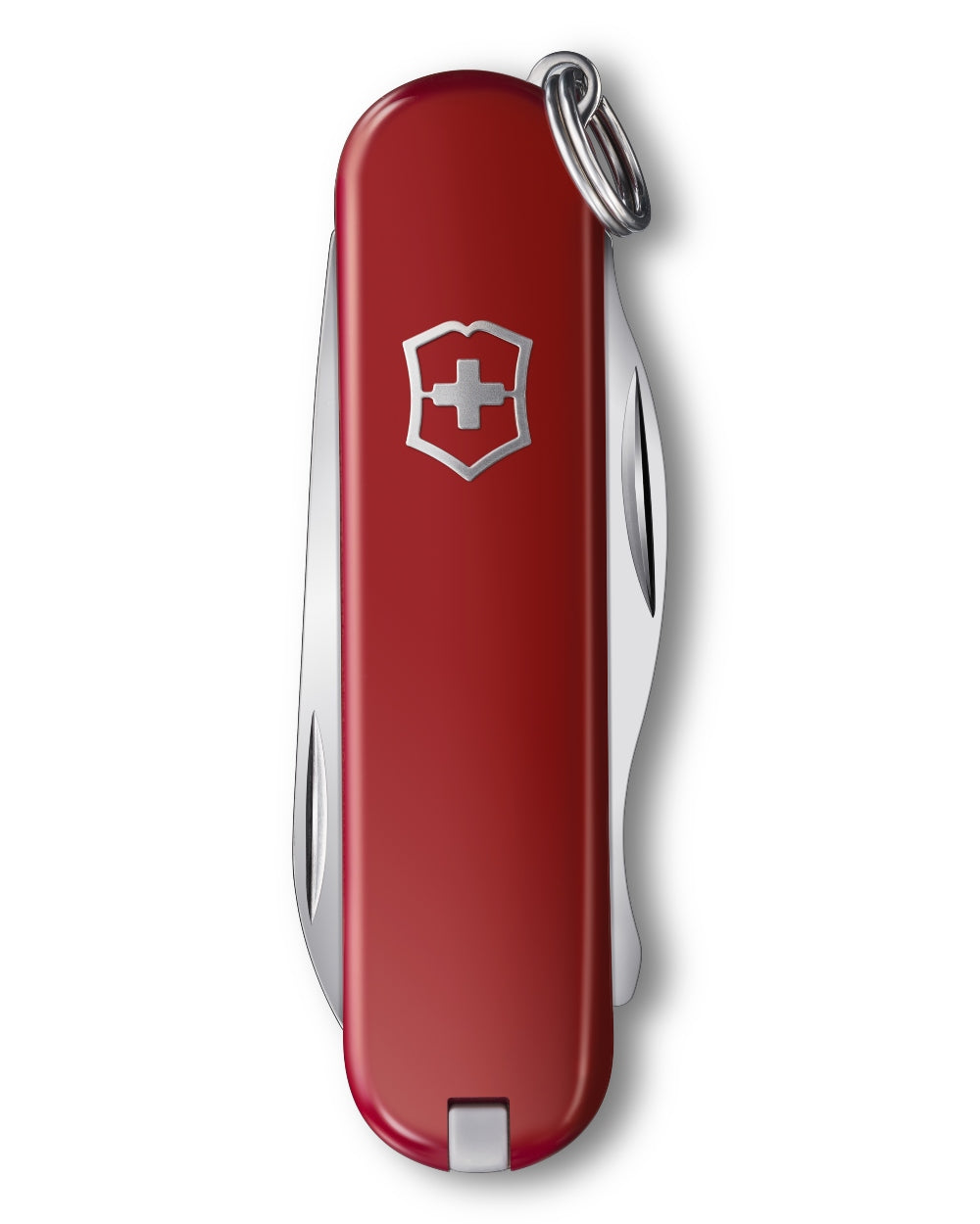 Red coloured Victorinox Rally Knife on white background 