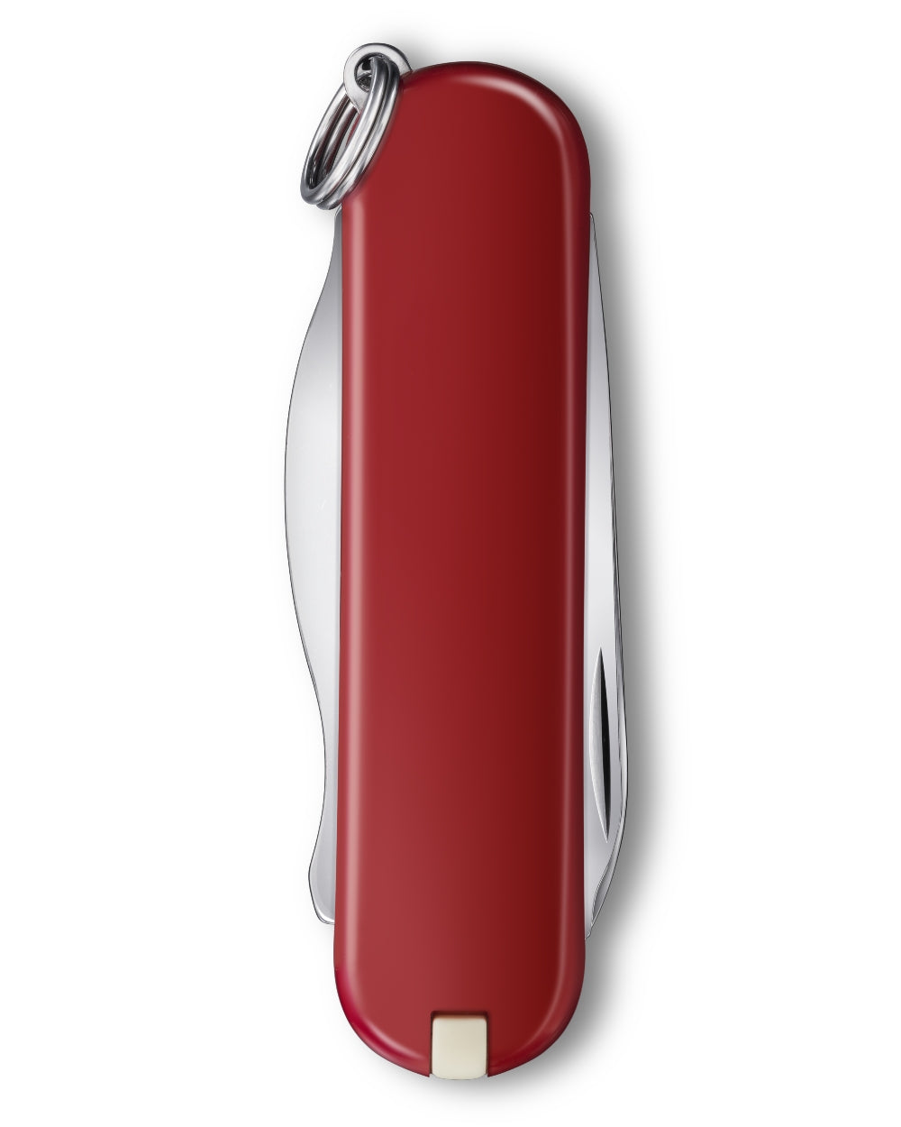 Red coloured Victorinox Rally Knife on white background 