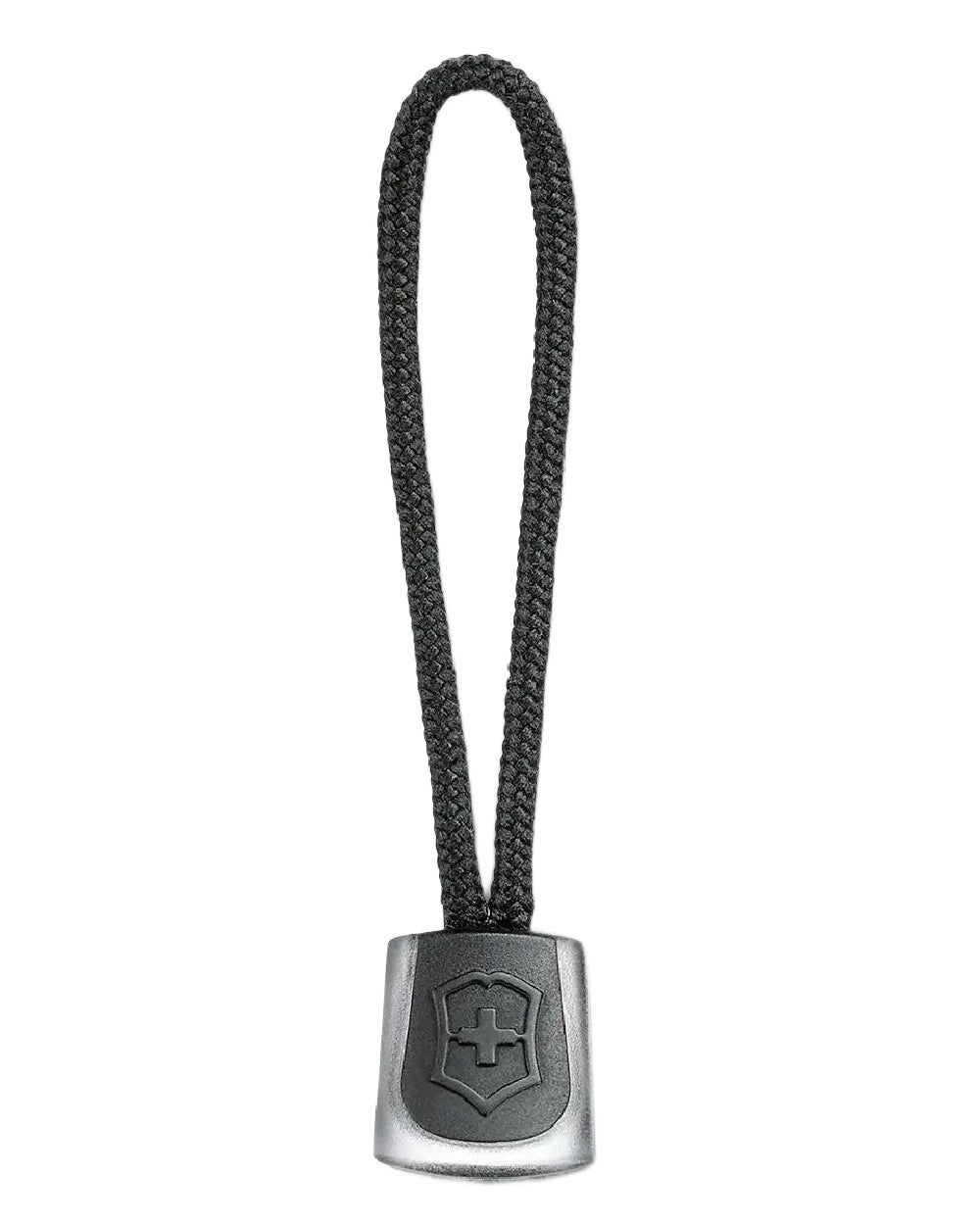 Black Coloured Victorinox Swiss Army Lanyard with Rubber Grip on white background 