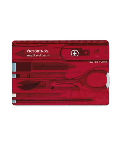Red Transparent Coloured Victorinox Swiss Card Classic on white background 