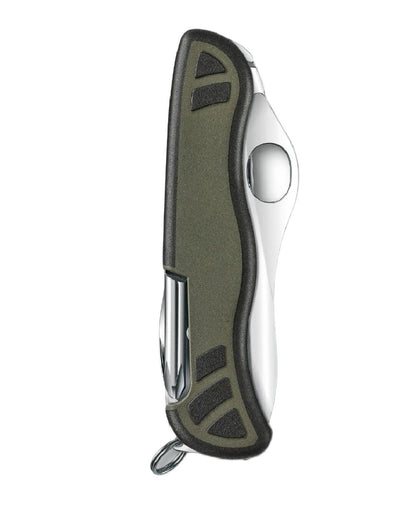 Green Coloured Victorinox Swiss Soldiers 08 Pocket Knife on white background 