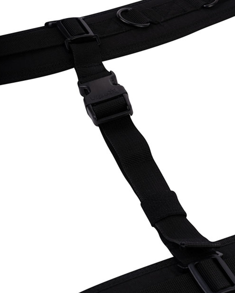 Black Coloured Viper Locking Harness on white background 