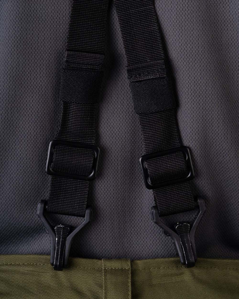 Black Coloured Viper Locking Harness on white background 
