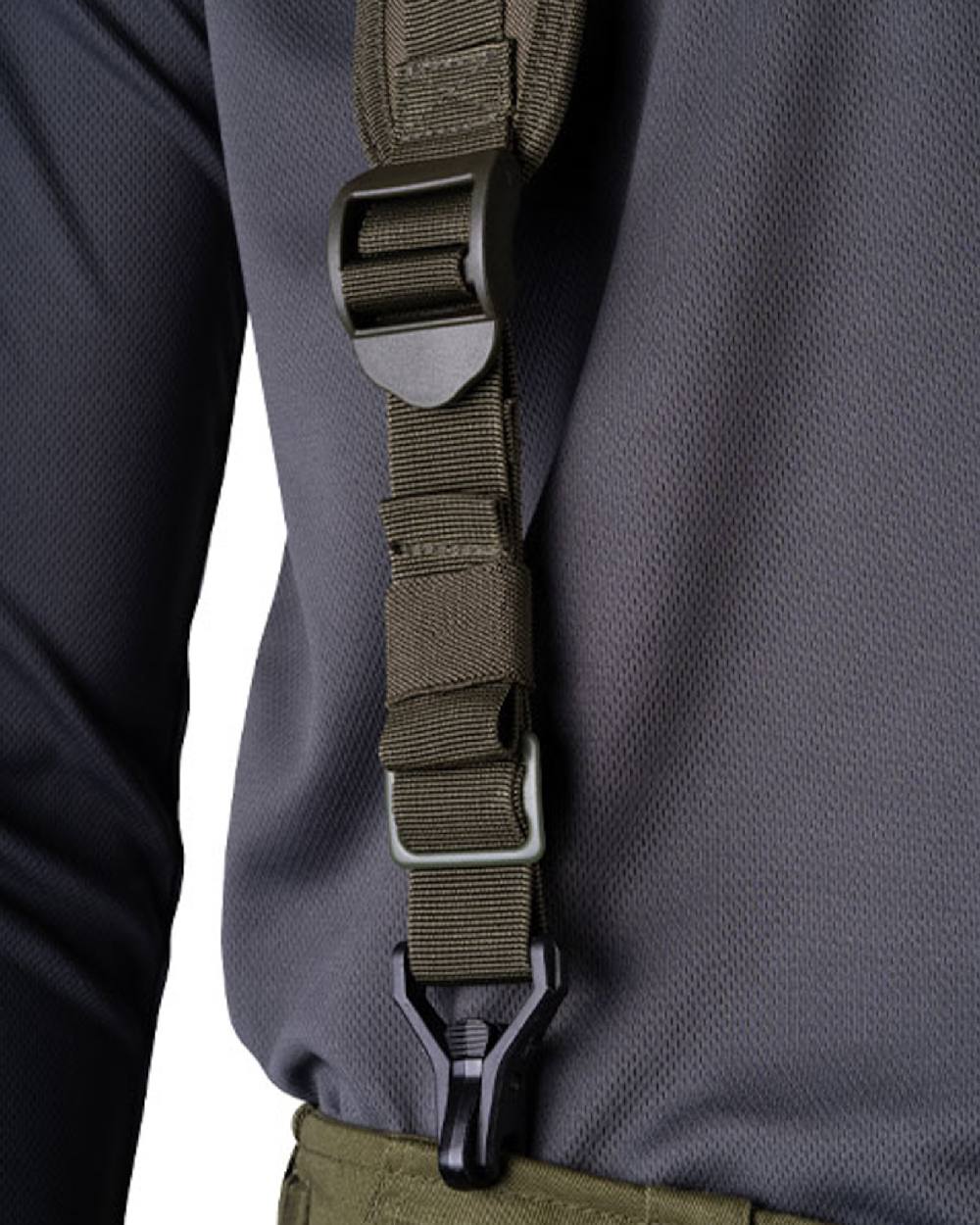 Green Coloured Viper Locking Harness on white background 