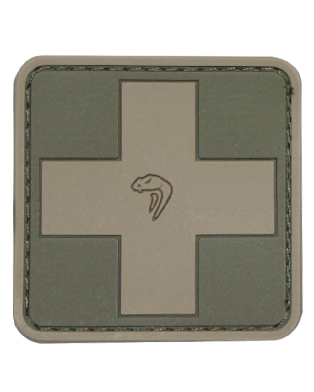 Green Coloured Viper Medic Rubber Patch on white background 