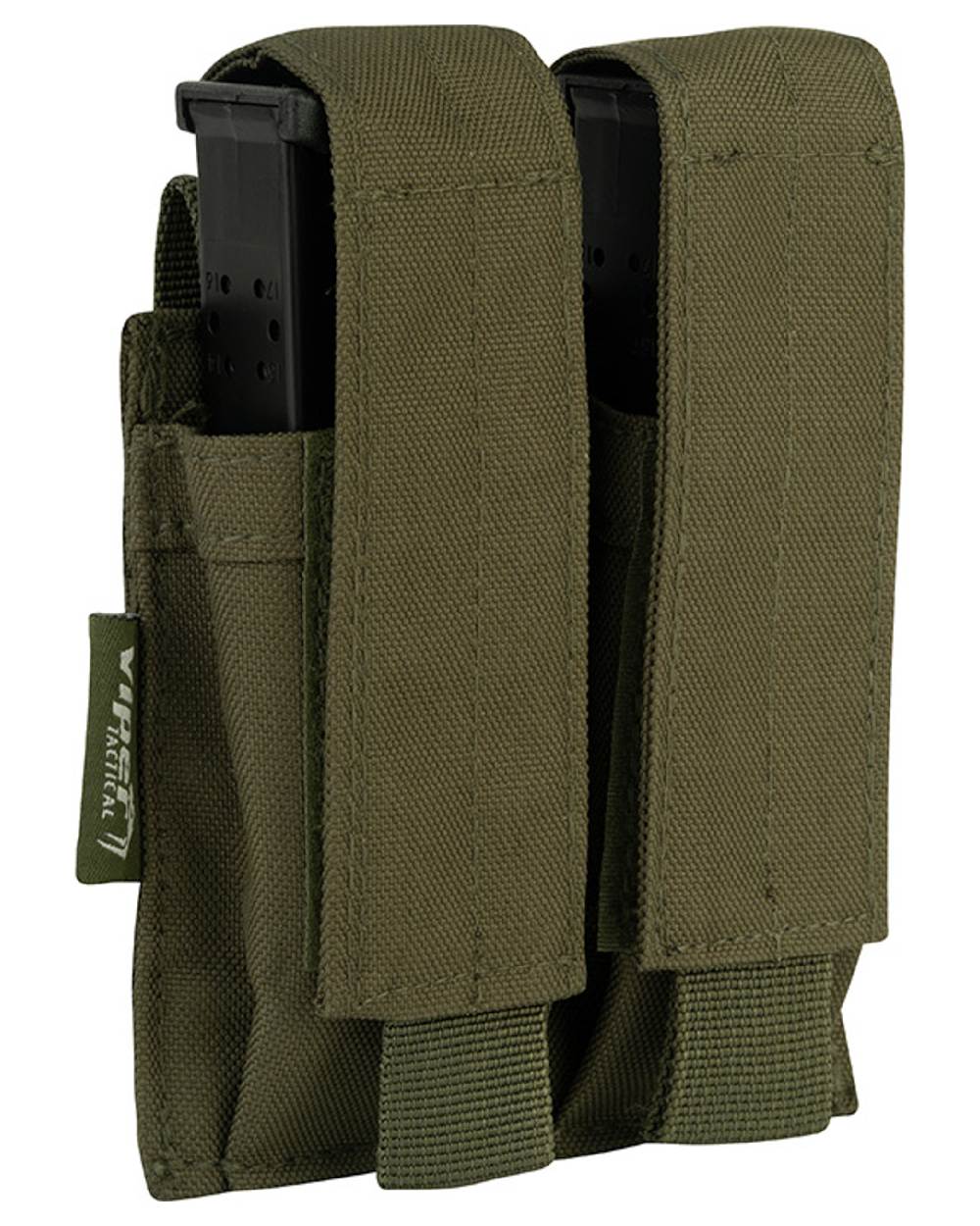 Green Coloured Viper Modular Double Pistol Mag Pouch on white background 