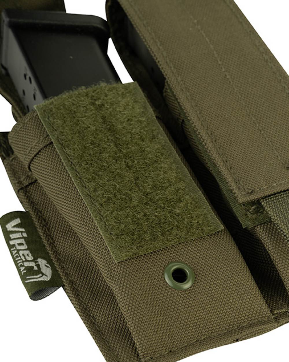 Green Coloured Viper Modular Double Pistol Mag Pouch on white background 