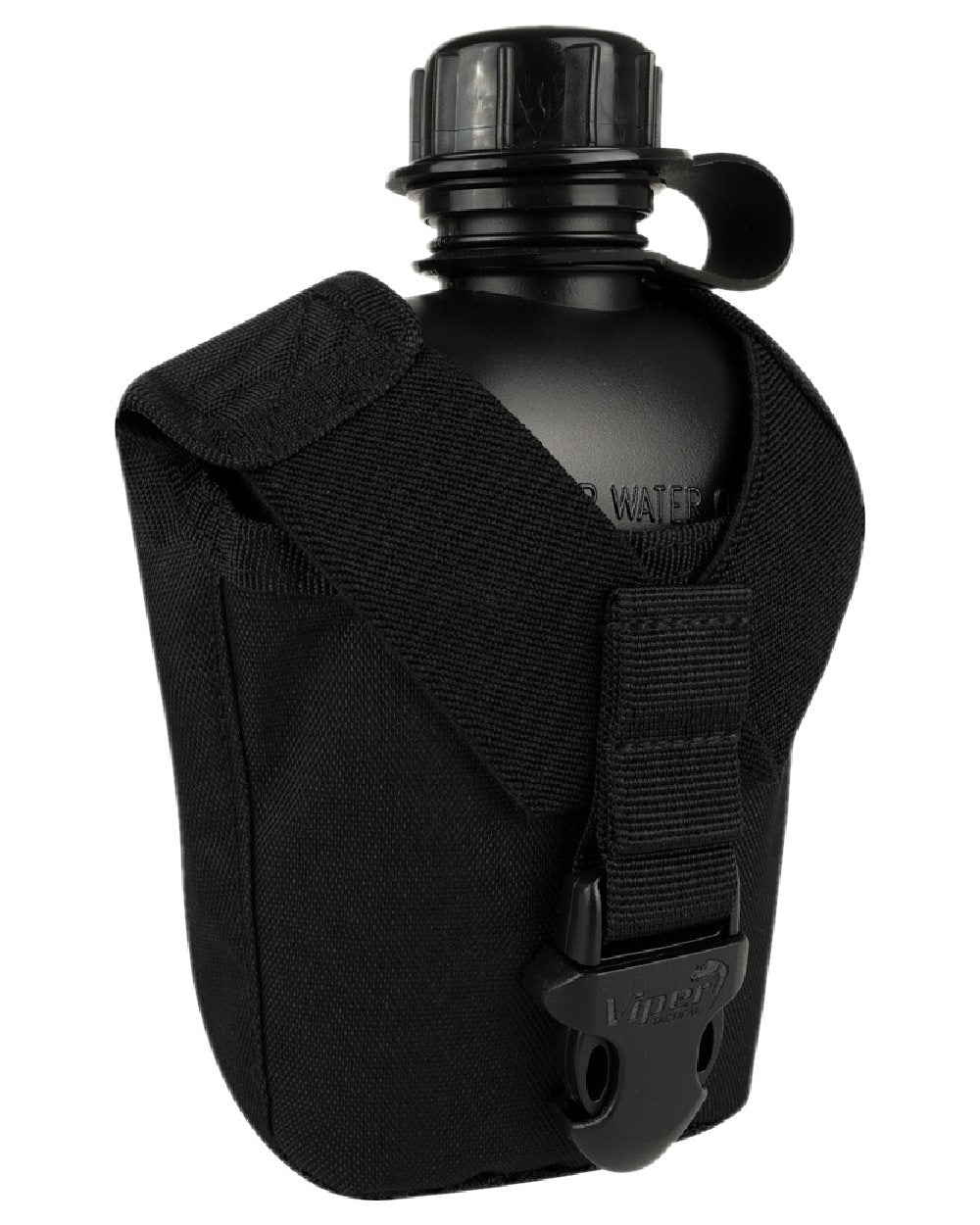 Black Coloured Viper Modular Water Bottle and Pouch on white background 