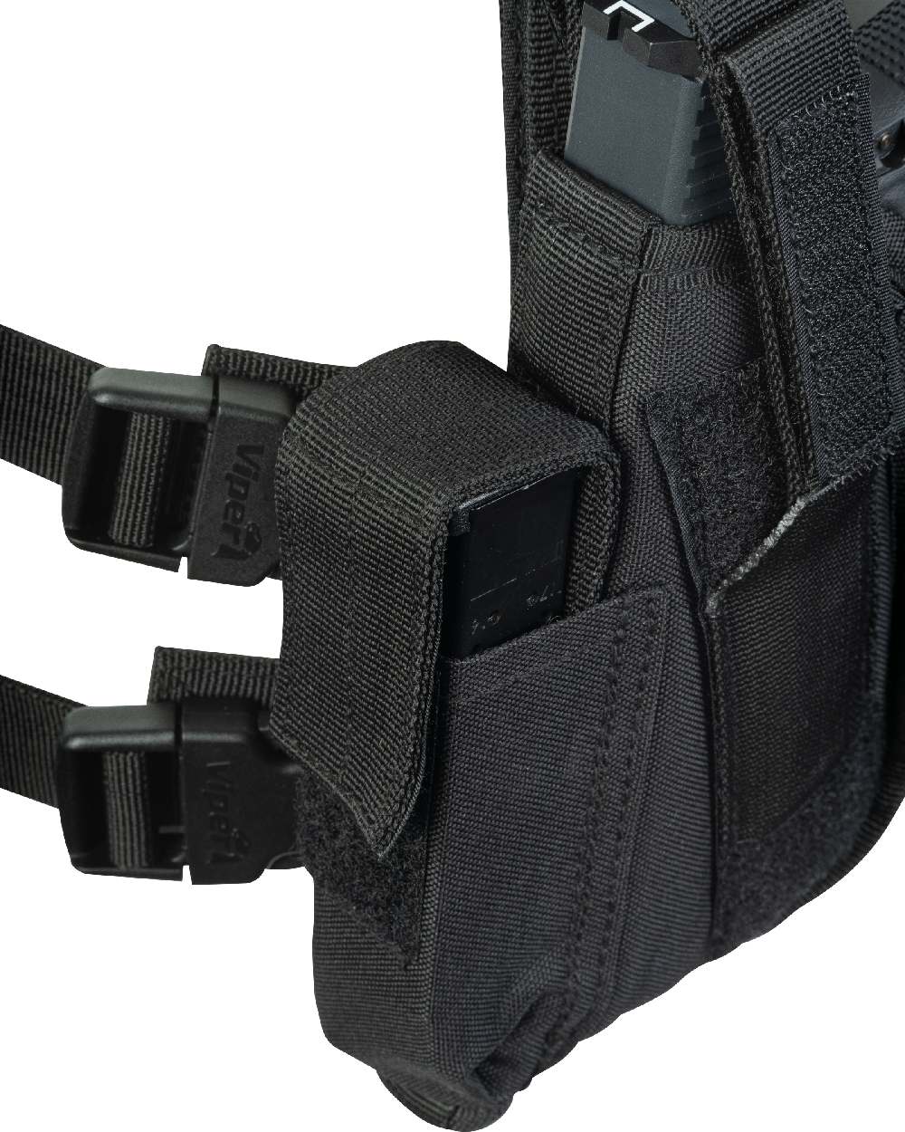 Black Coloured Viper Tactical Leg Holster on white background 