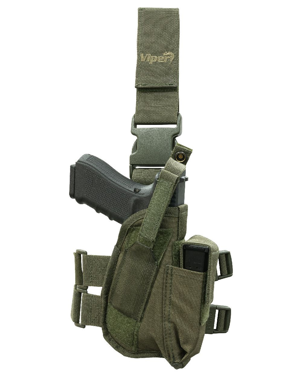 Green Coloured Viper Tactical Leg Holster on white background 