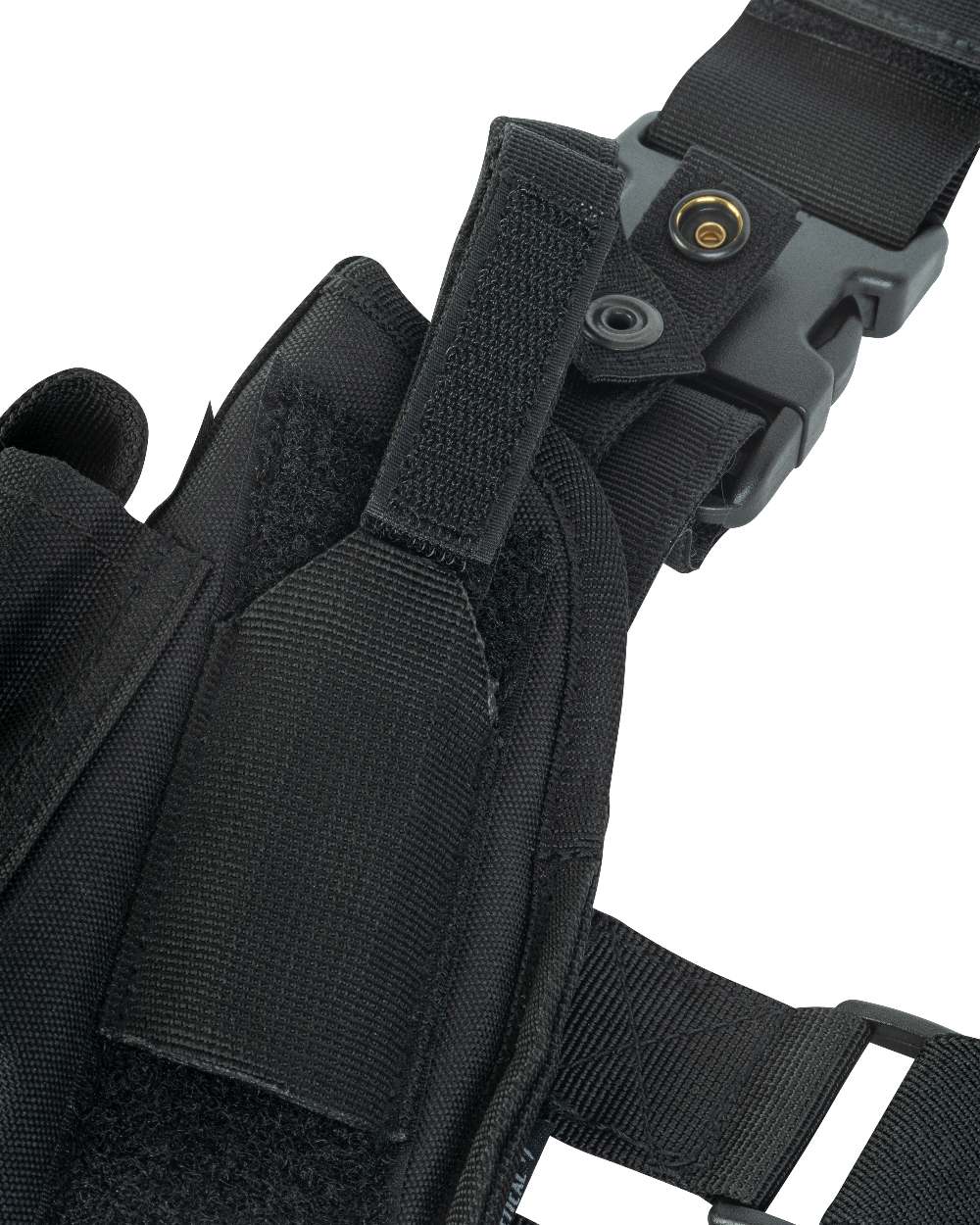 Black Coloured Viper Tactical Leg Holster Left Handed on white background 