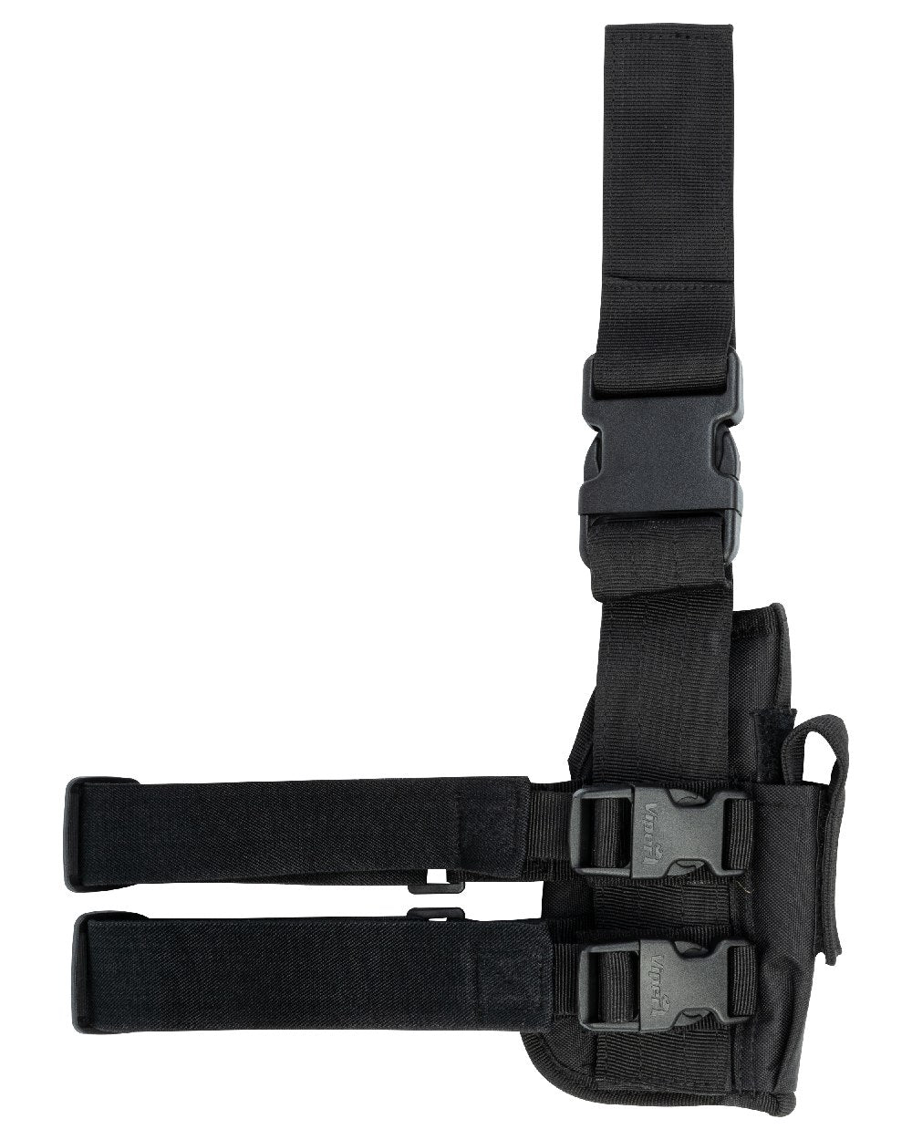 Black Coloured Viper Tactical Leg Holster Left Handed on white background 