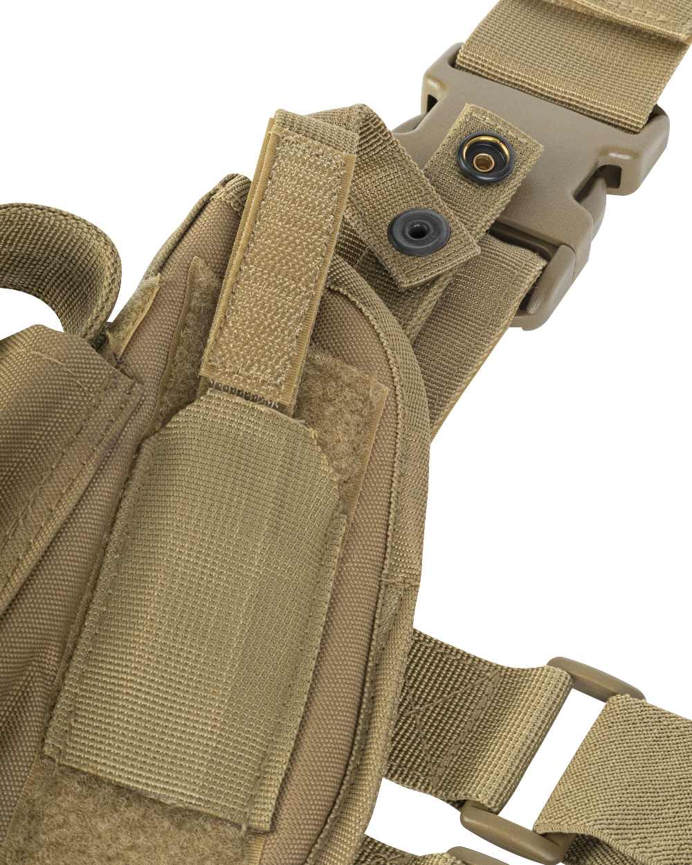Coyote Coloured Viper Tactical Leg Holster Left Handed on white background 