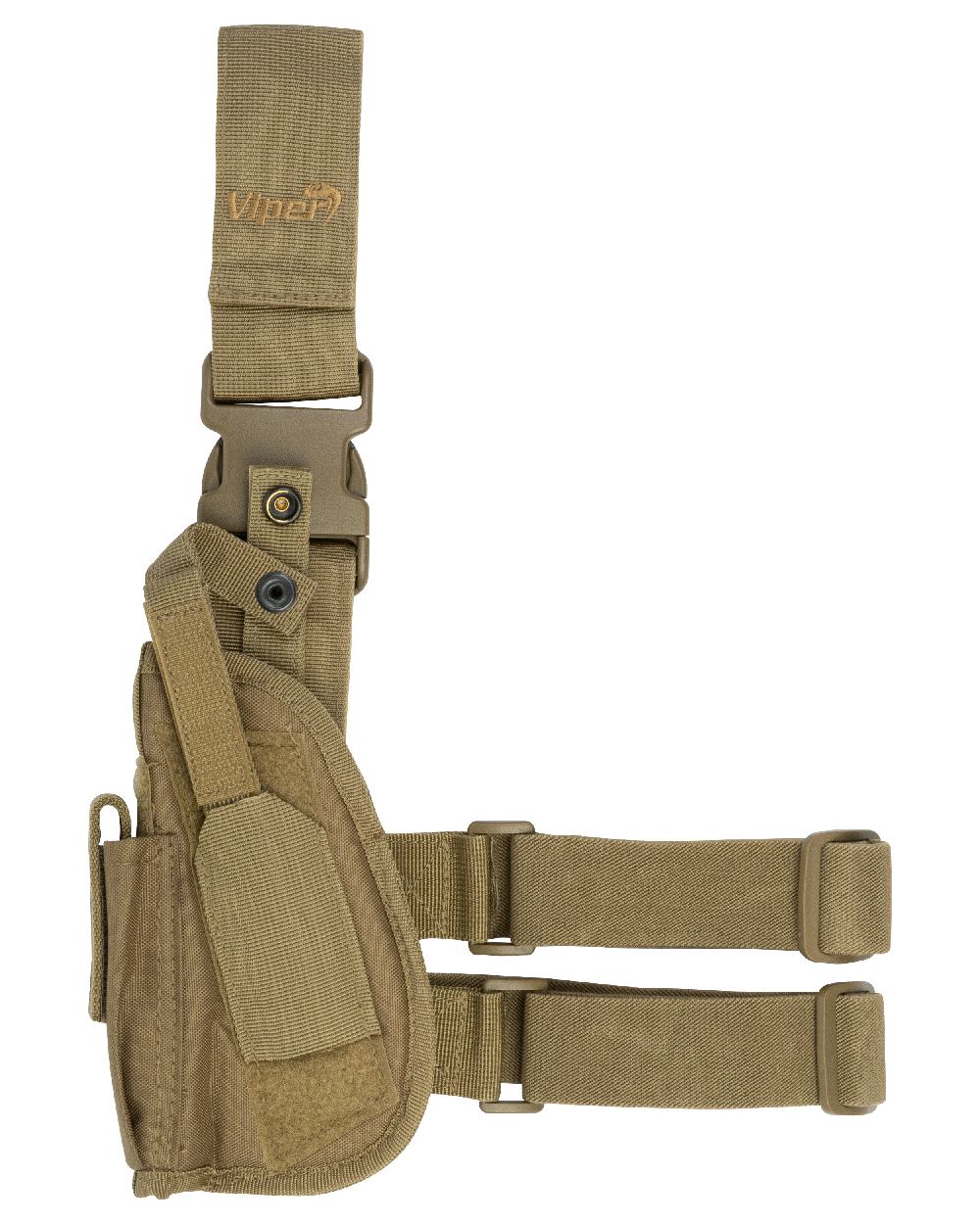 Coyote Coloured Viper Tactical Leg Holster Left Handed on white background 