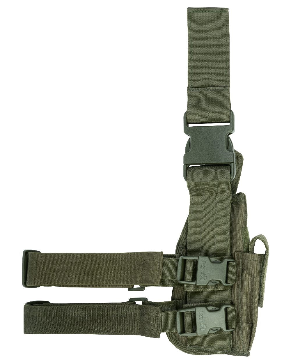 Green Coloured Viper Tactical Leg Holster Left Handed on white background 
