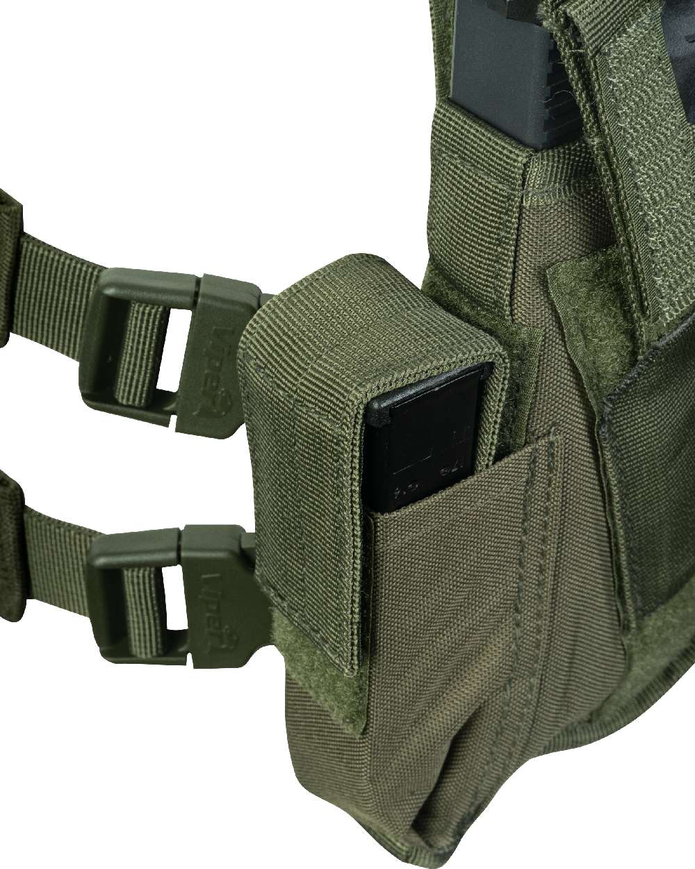 Green Coloured Viper Tactical Leg Holster Left Handed on white background 