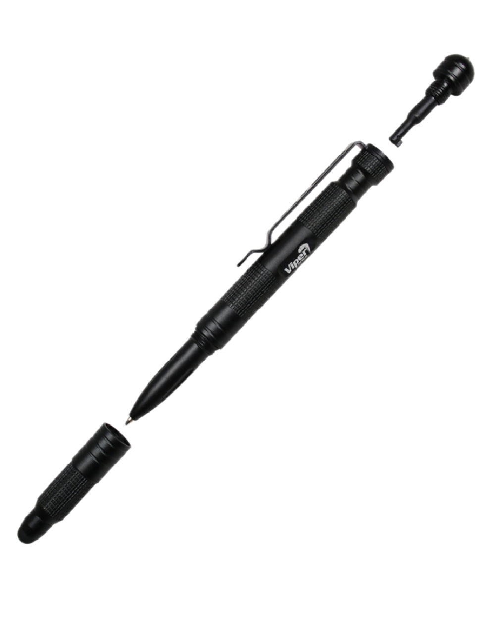 Black Coloured Viper Tactical Pen on white background 