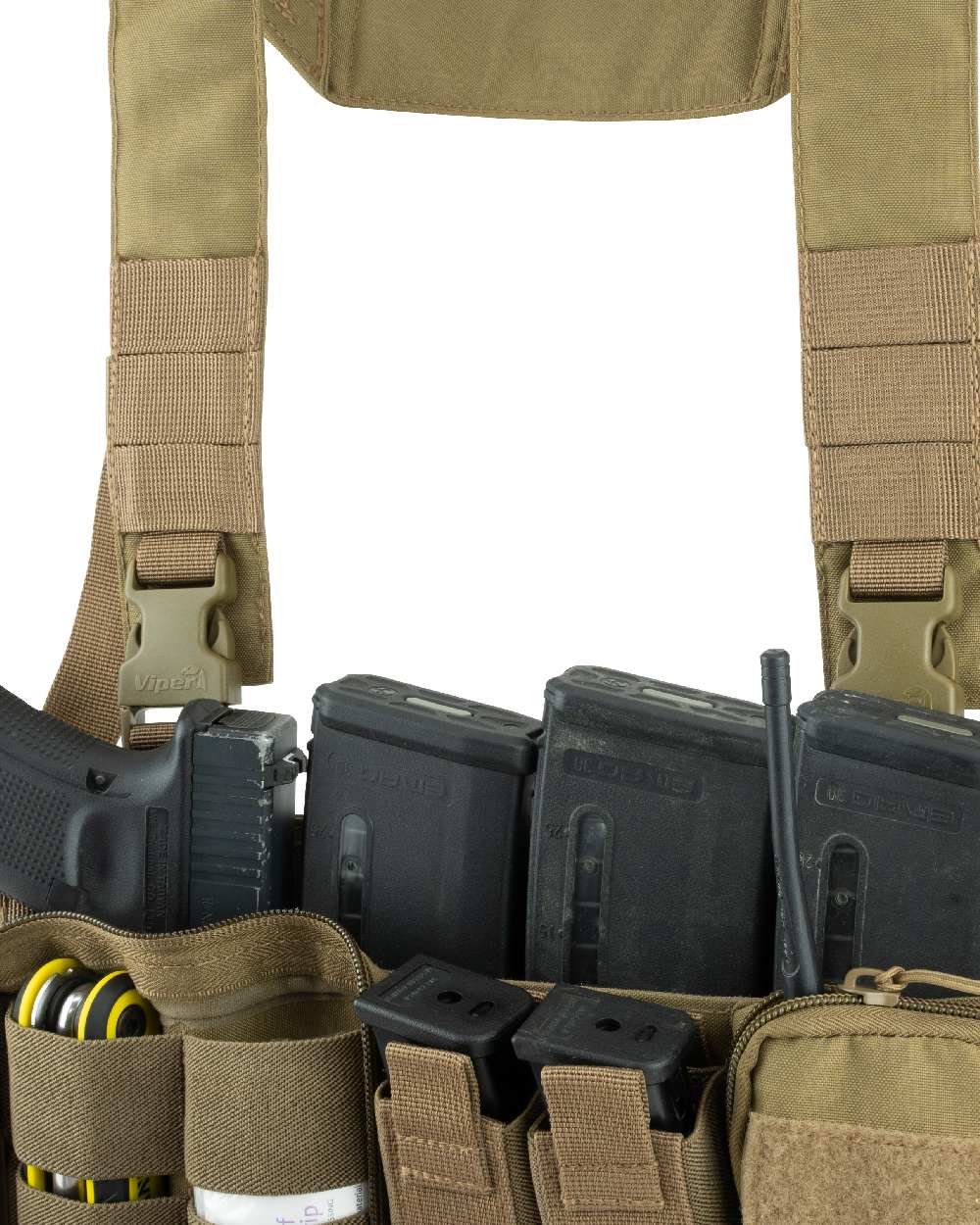 Coyote Coloured Viper VX Buckle Up Ready Rig on white background 