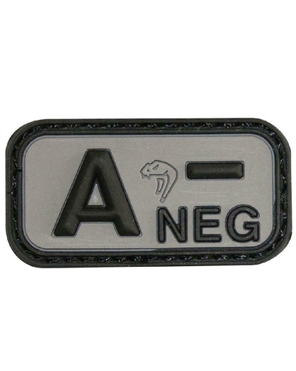 Viper Blood Group Rubber Patch A Neg in Black 