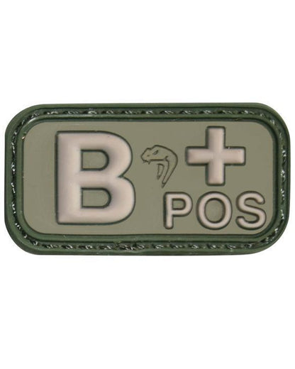 Viper Blood Group Rubber Patch B Pos in Green 