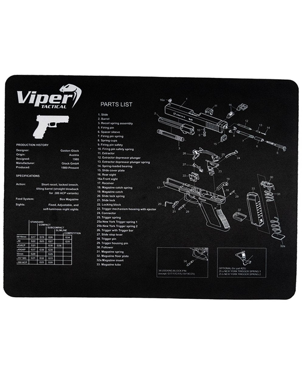 Viper Pistol Mat Glock in Black 