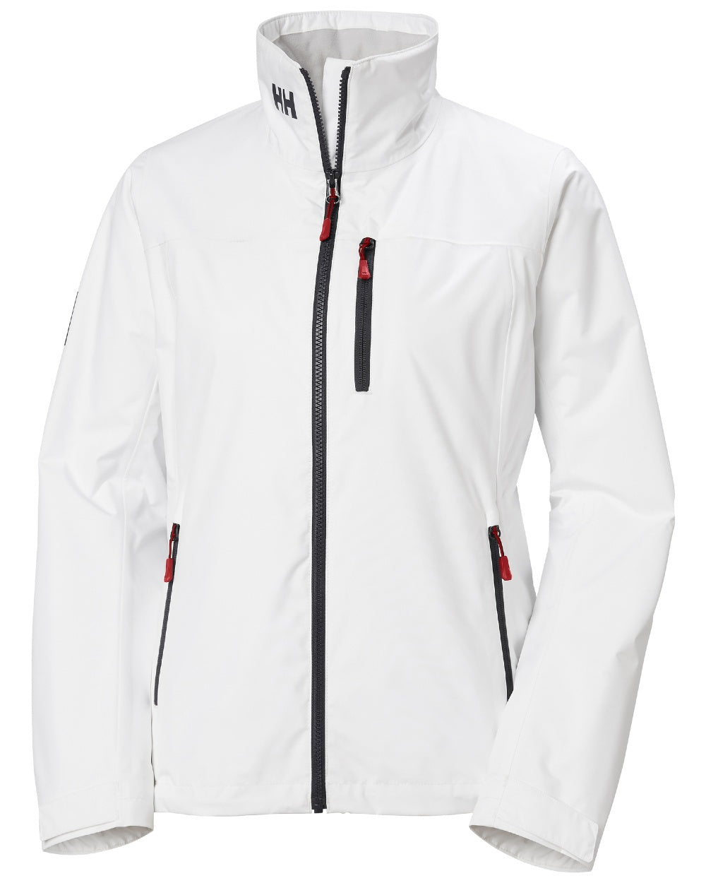 White coloured Helly Hansen Womens Crew Midlayer Sailing Jacket 2.0 on white background 