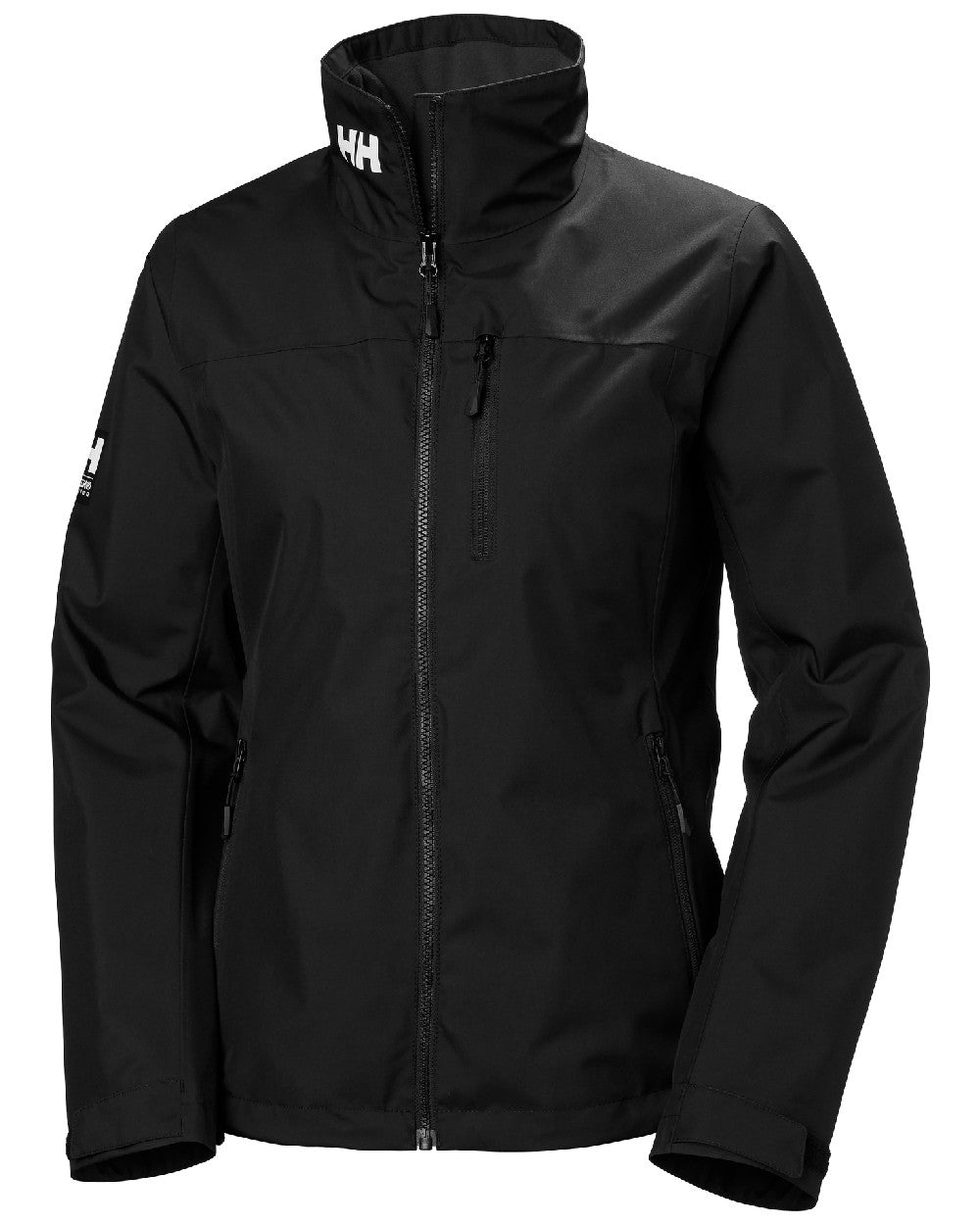 Black coloured Helly Hansen Womens Crew Midlayer Sailing Jacket 2.0 on white background 