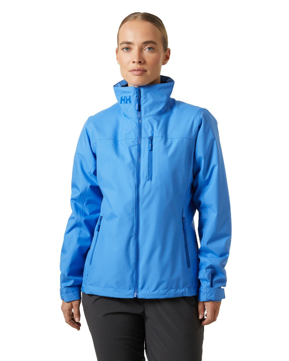 Ultra Blue coloured Helly Hansen Womens Crew Midlayer Sailing Jacket 2.0 on white background 