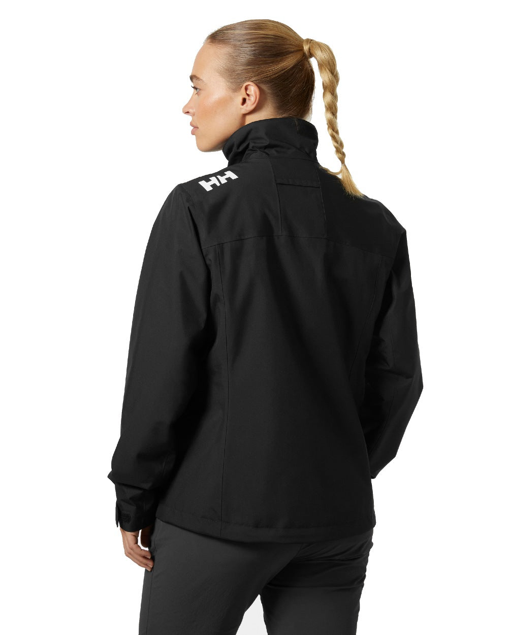 Black coloured Helly Hansen Womens Crew Midlayer Sailing Jacket 2.0 on white background 