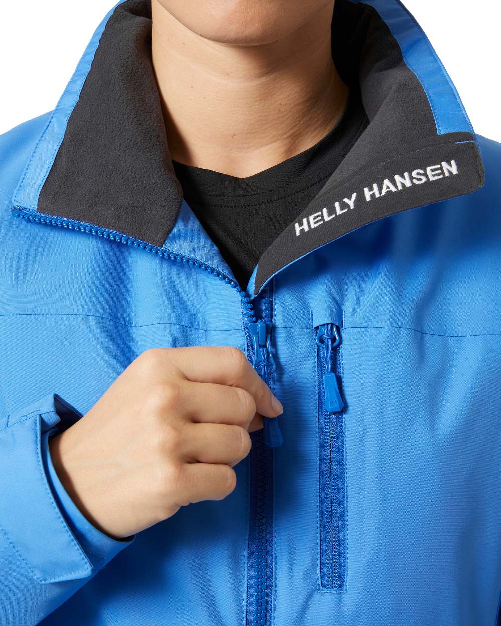 Ultra Blue coloured Helly Hansen Womens Crew Midlayer Sailing Jacket 2.0 on white background 