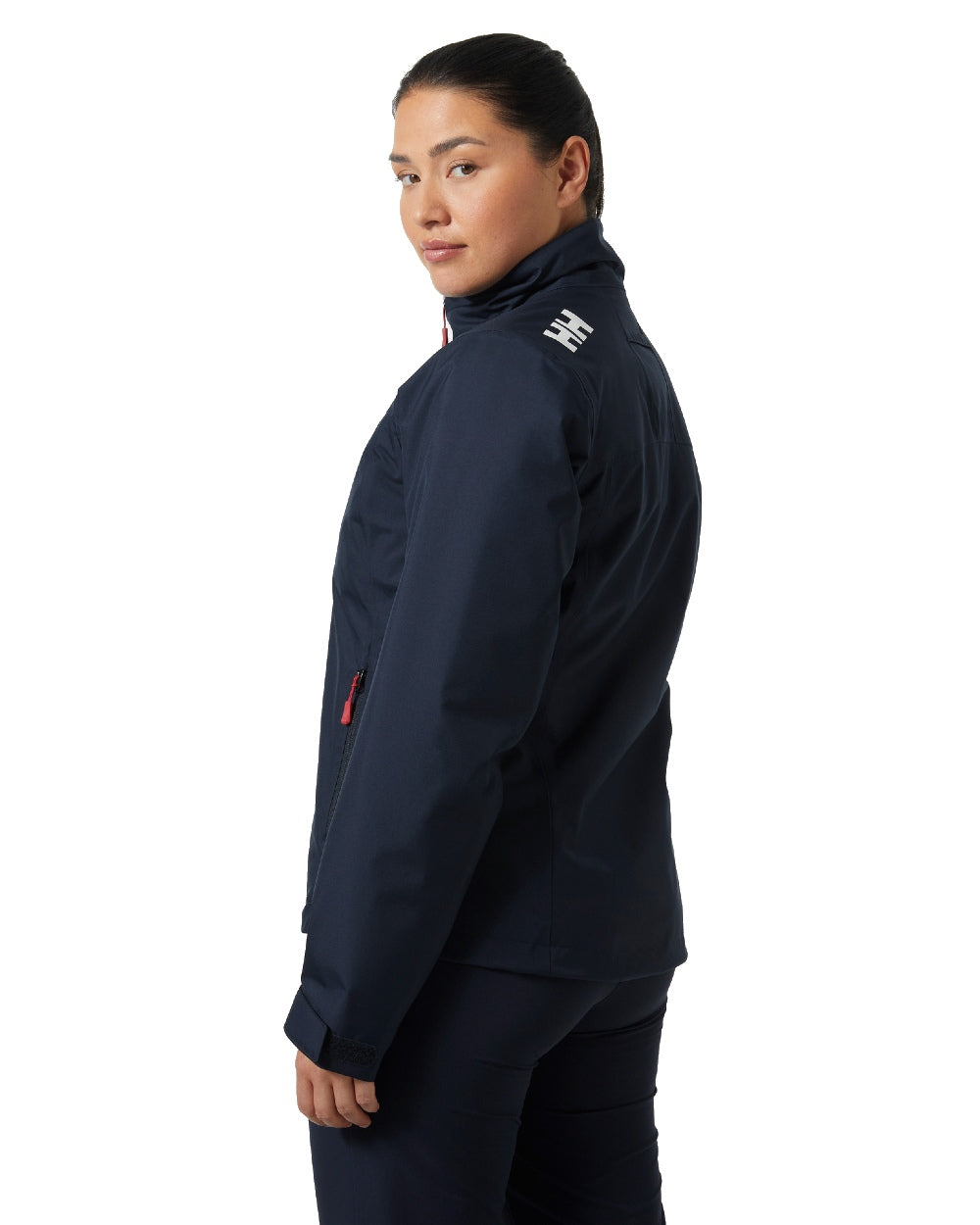 Navy coloured Helly Hansen Womens Crew Midlayer Sailing Jacket 2.0 on white background 