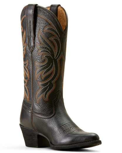 Black Deertan Coloured Ariat Womens Heritage J Toe Stretchfit Boots On A White Background 