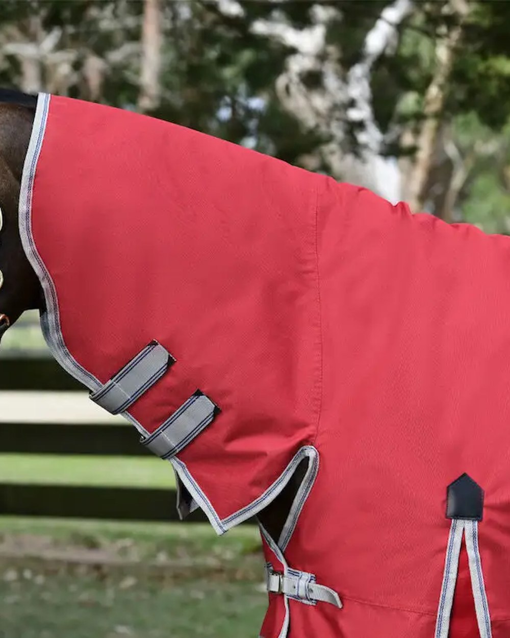 WeatherBeeta ComFiTec Classic Combo Neck Lite Horse Rug - 4'6", Waterproof & Breathable, Red/Silver/Navy