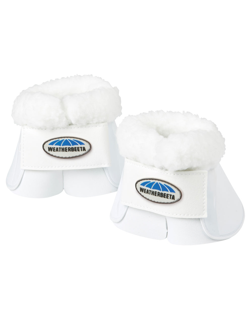 White coloured WeatherBeeta Fleece Trim Impact Bell Boots on white background 