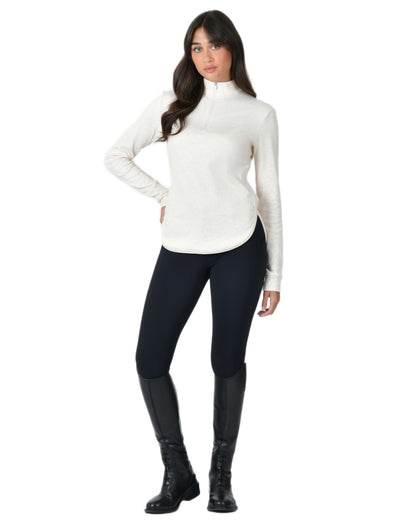 Light Cream Marle Coloured WeatherBeeta London Layer Long Sleeve Top On A White Background 