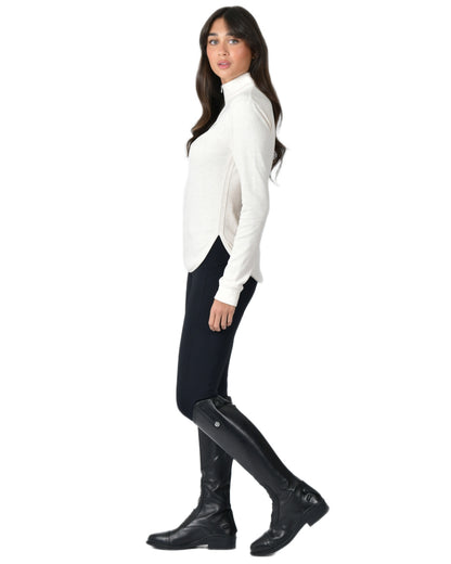 Light Cream Marle Coloured WeatherBeeta London Layer Long Sleeve Top On A White Background 