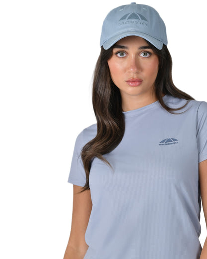Mist Blue coloured WeatherBeeta Performance Cotton Cap on white background 