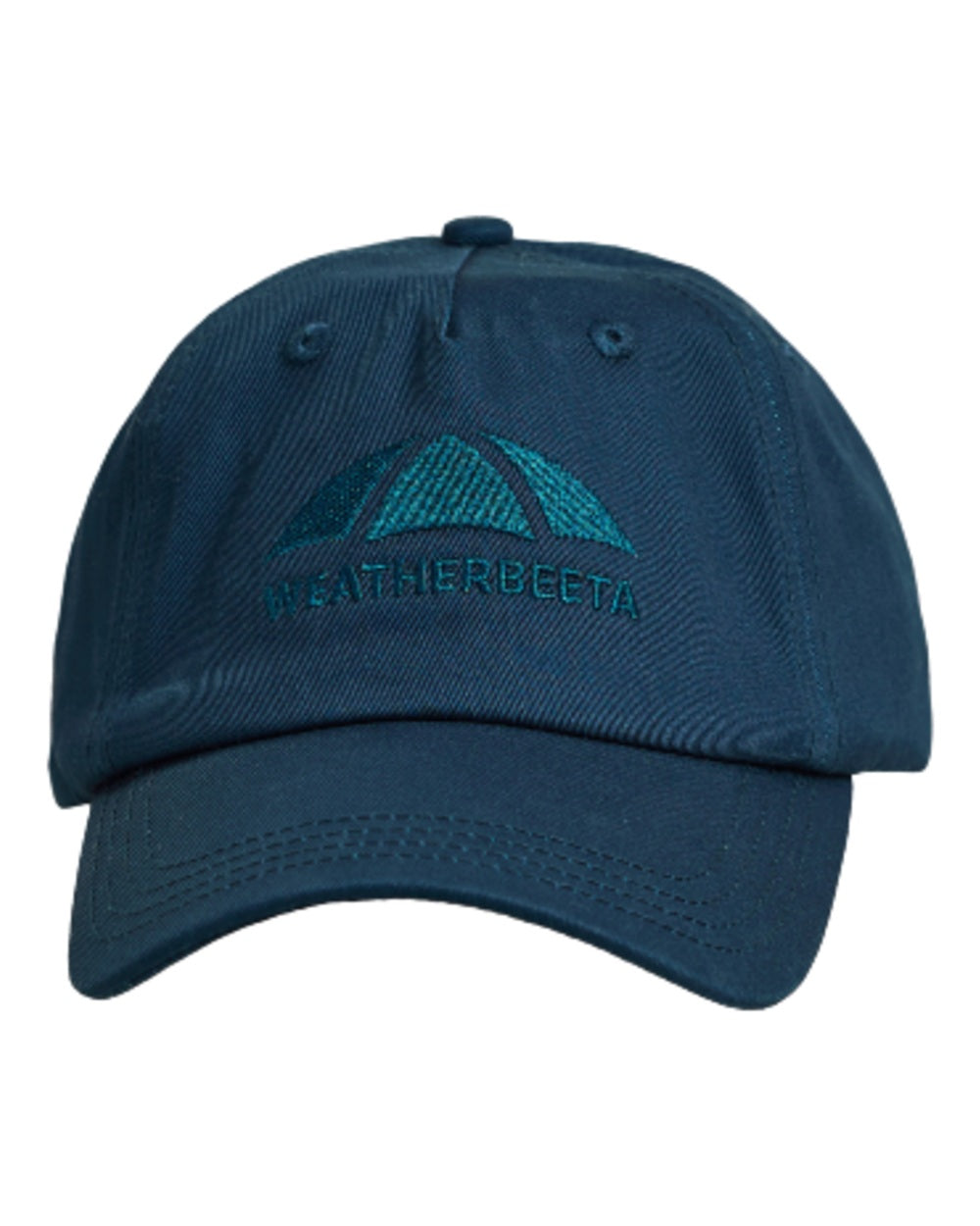 Navy coloured WeatherBeeta Performance Cotton Cap on white background 