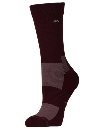 Mulberry Mauve Wine Coloured WeatherBeeta Performance Crew Riding Socks on white background 