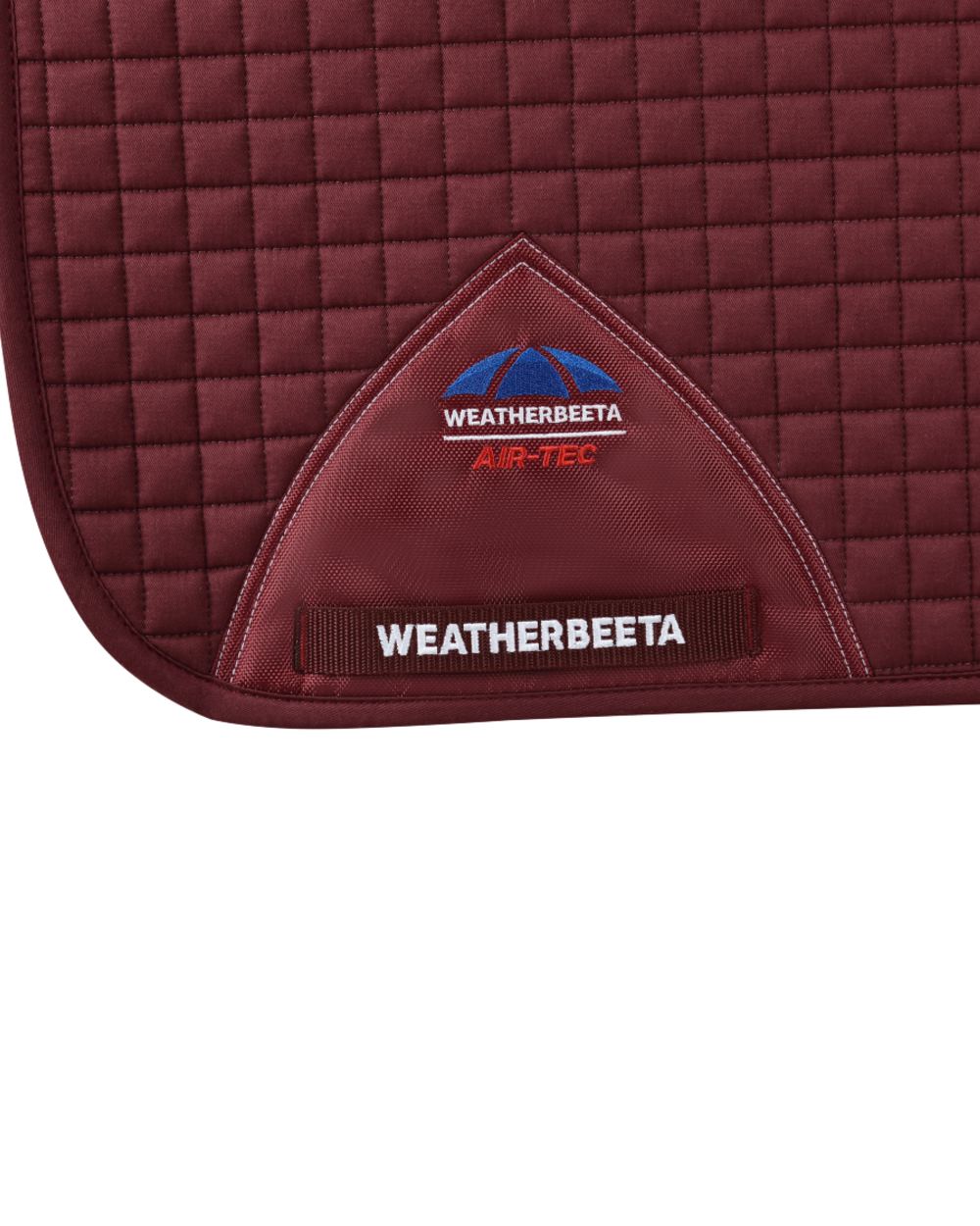 Burgundy Coloured WeatherBeeta Prime Air-Tec Dressage Saddle Pad on white background 