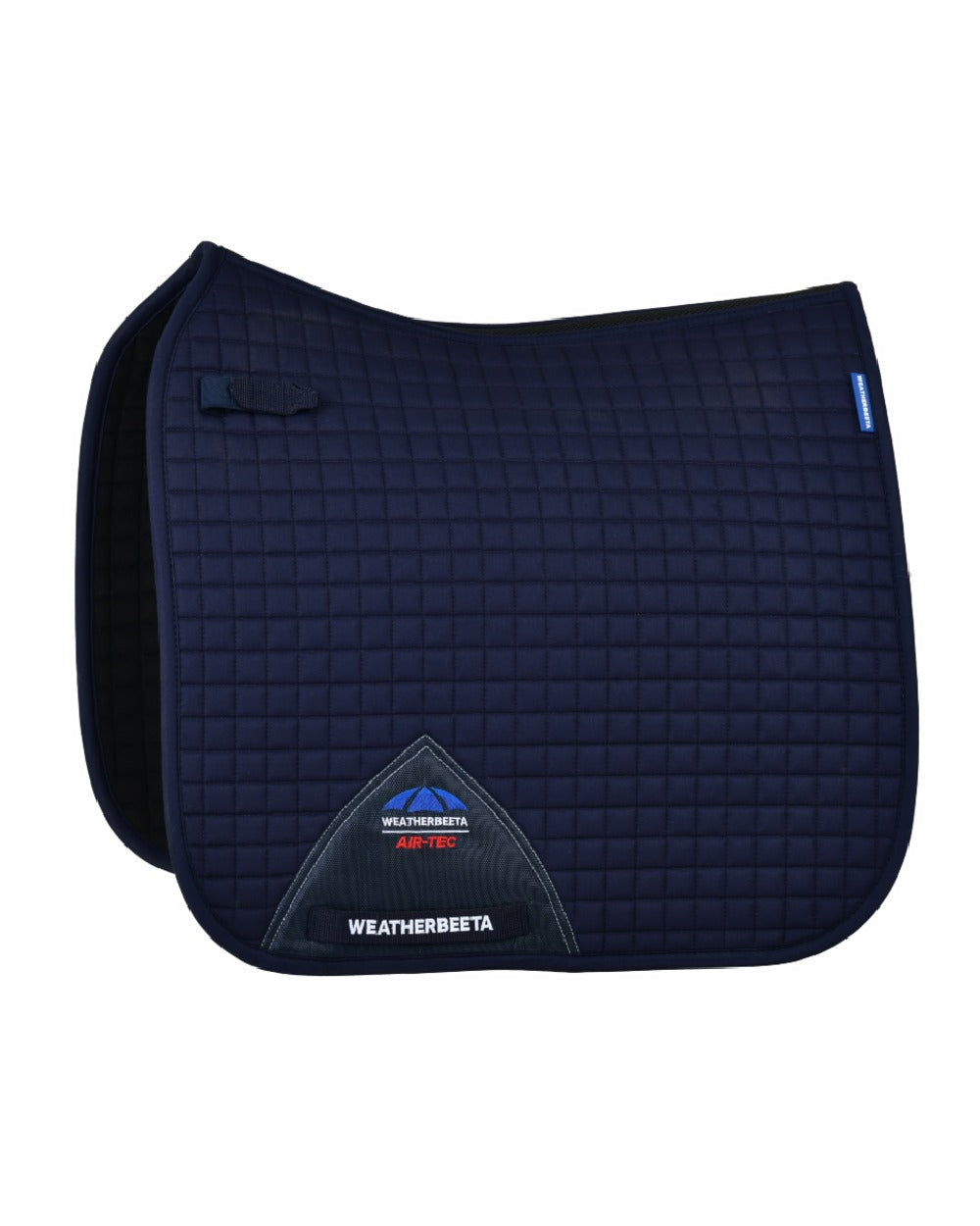 Navy Coloured WeatherBeeta Prime Air-Tec Dressage Saddle Pad on white background 