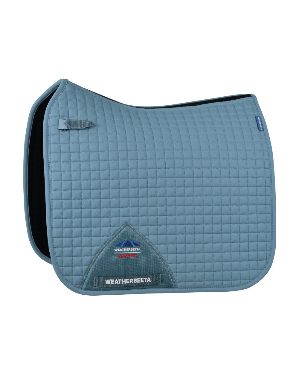 Washed Denim Coloured WeatherBeeta Prime Air-Tec Dressage Saddle Pad on white background 