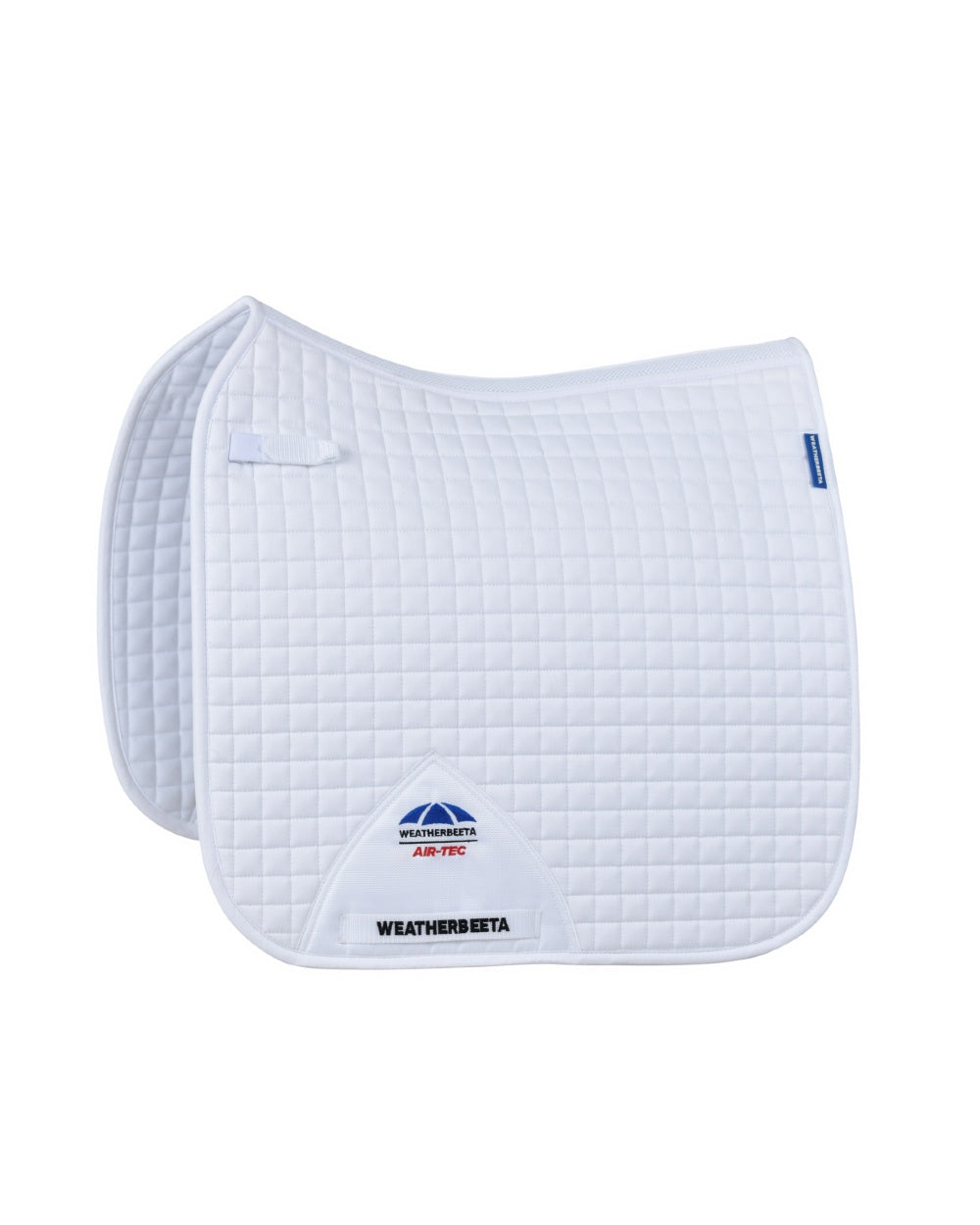 White Coloured WeatherBeeta Prime Air-Tec Dressage Saddle Pad on white background 