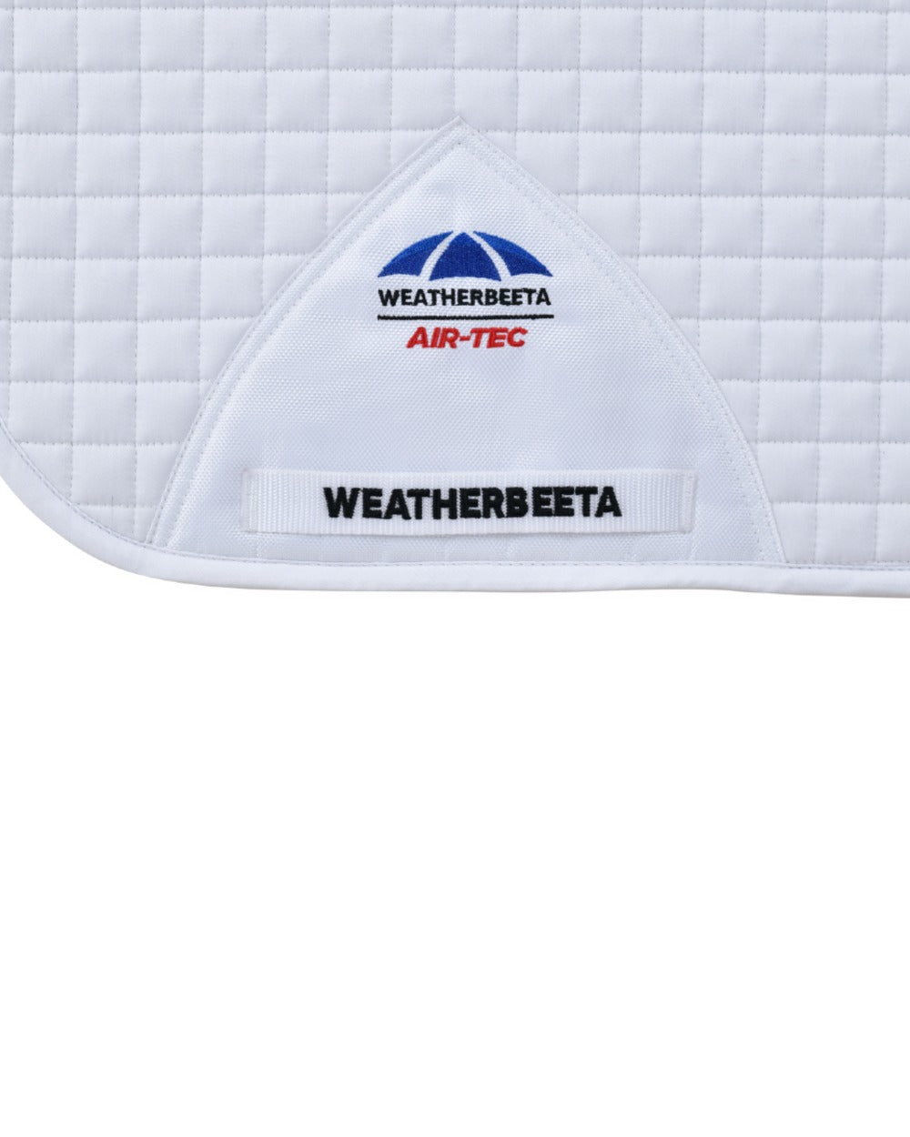 White Coloured WeatherBeeta Prime Air-Tec Dressage Saddle Pad on white background 