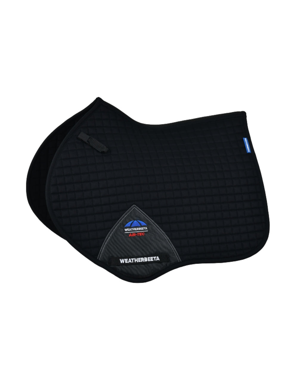 Black Coloured WeatherBeeta Prime Air-Tec Jump Shaped Saddle Pad on white background 